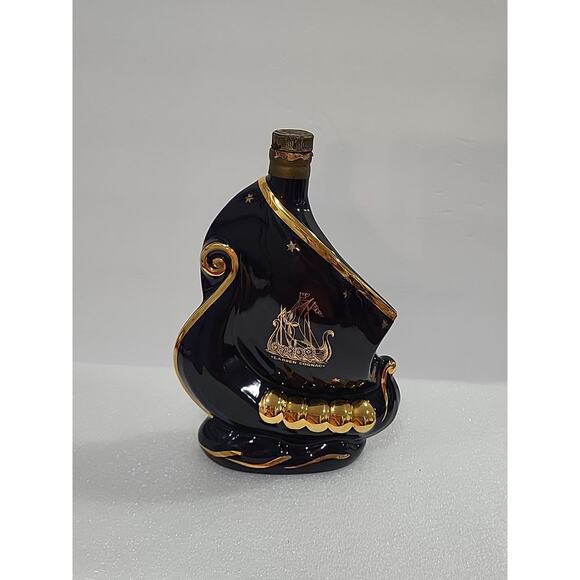 Liquor Bottle Larsen Ship Cognac LIMOGES Porcelain, Hand Decorated 24 K GOLD - Picture 9 of 13